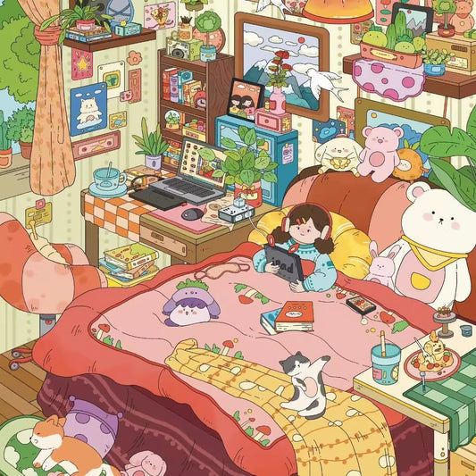 Sokeezii “Blue Dream Cottage” 3D Sticker Set – Miniature Scene Book for Girls & Creators