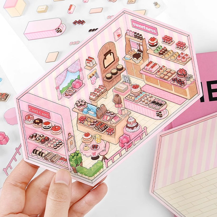DIY 3D Miniature Corner Sticker Set – Cute Tiny Room & Shop Scene Stickers for Kids, Teens & Adults – Stress Relief Craft Kit for Journaling, Scrapbooking, Gift Ideas