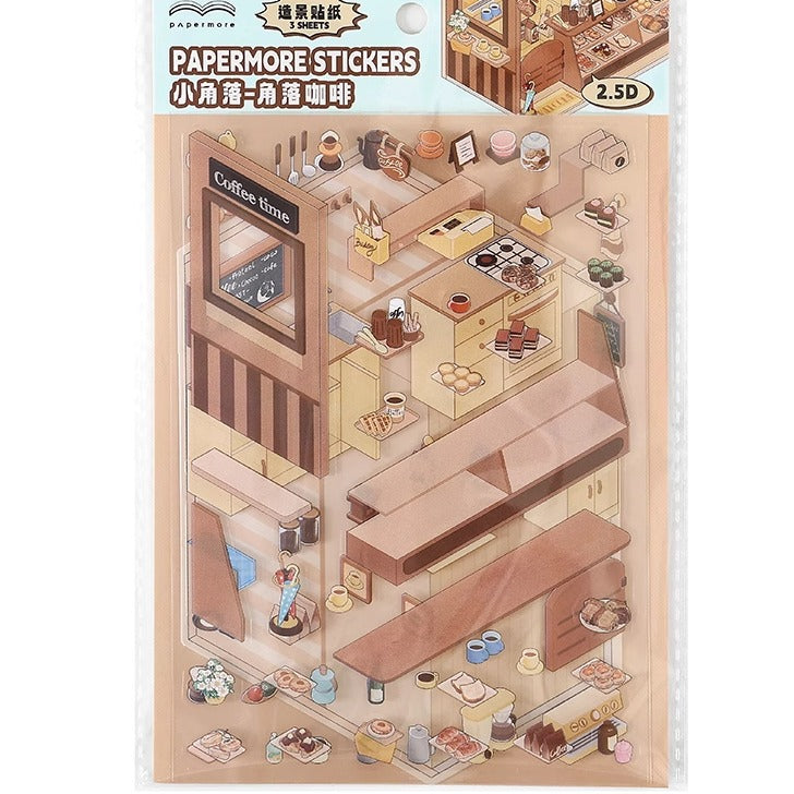 DIY 3D Miniature Corner Sticker Set – Cute Tiny Room & Shop Scene Stickers for Kids, Teens & Adults – Stress Relief Craft Kit for Journaling, Scrapbooking, Gift Ideas