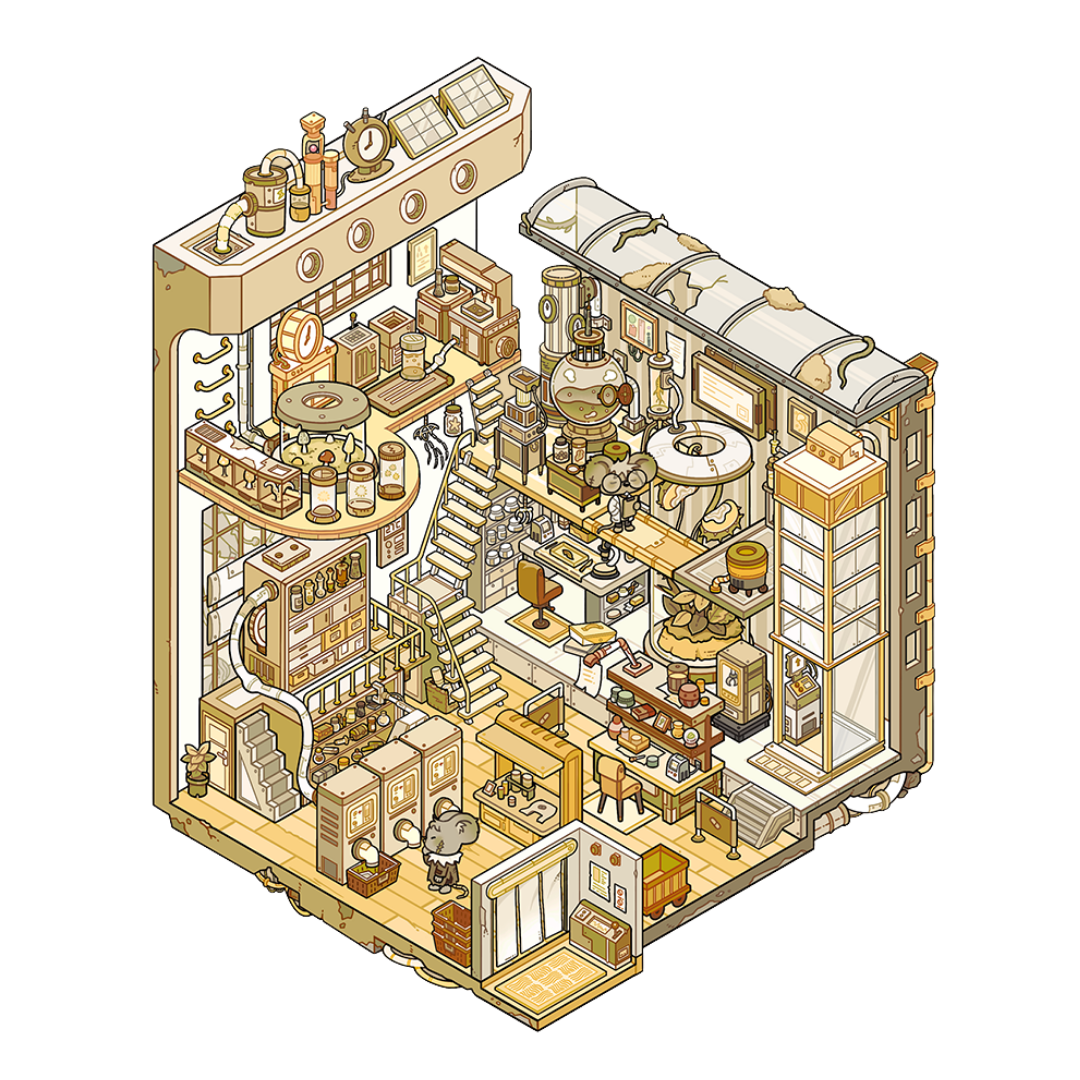 Sokeezii Wasteland Echo 3D Diorama Sticker Set – Retro Miniature Scene Kit for Scrapbooks & Journals