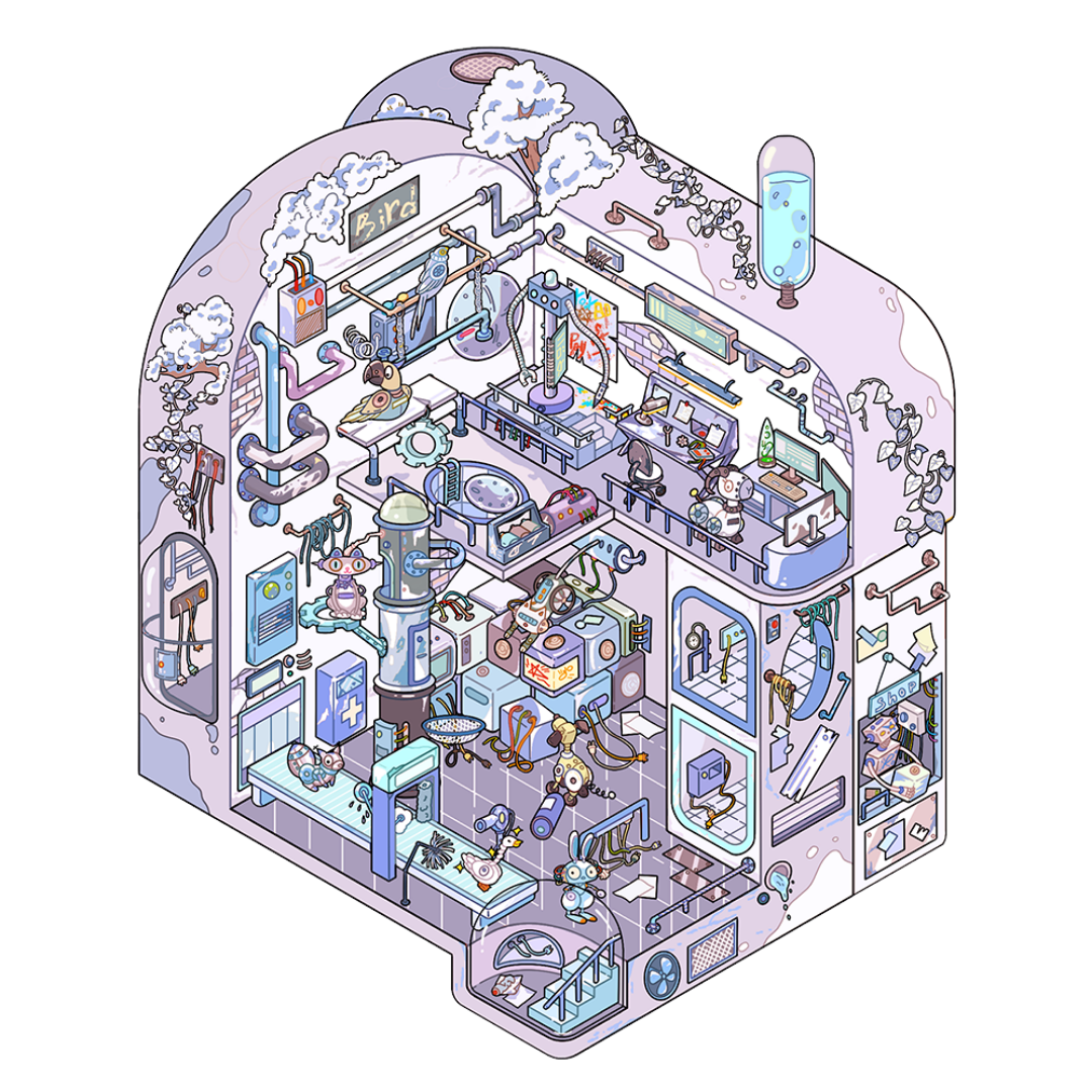 Sokeezii Wasteland Echo 3D Diorama Sticker Set – Retro Miniature Scene Kit for Scrapbooks & Journals