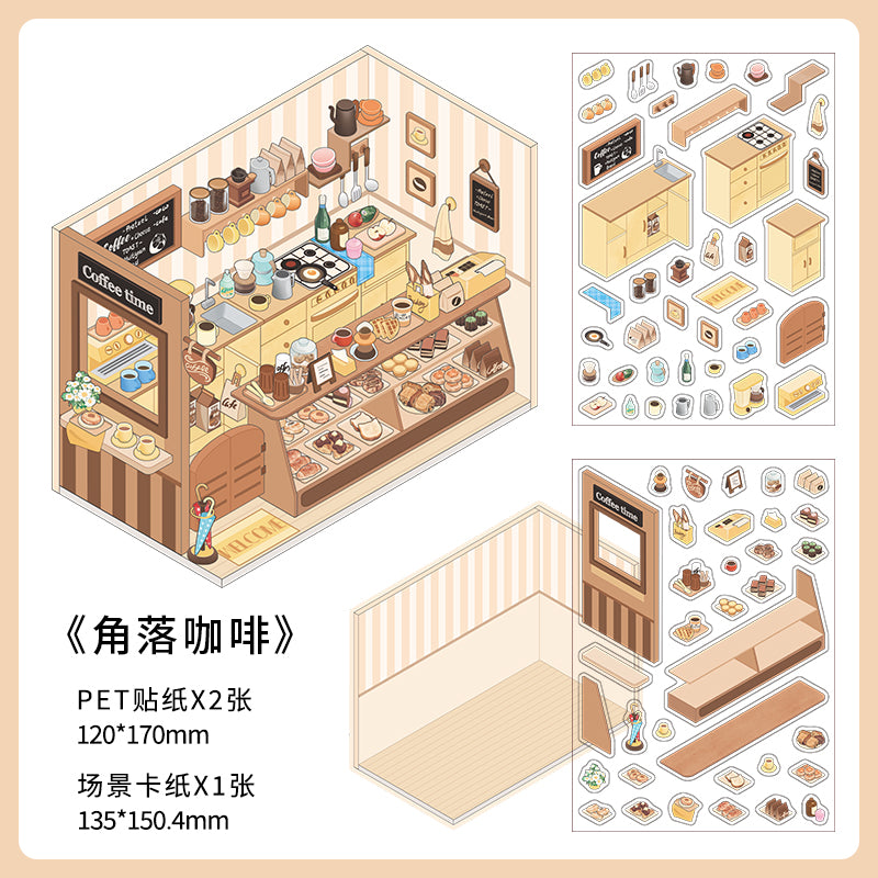 DIY 3D Miniature Corner Sticker Set – Cute Tiny Room & Shop Scene Stickers for Kids, Teens & Adults – Stress Relief Craft Kit for Journaling, Scrapbooking, Gift Ideas